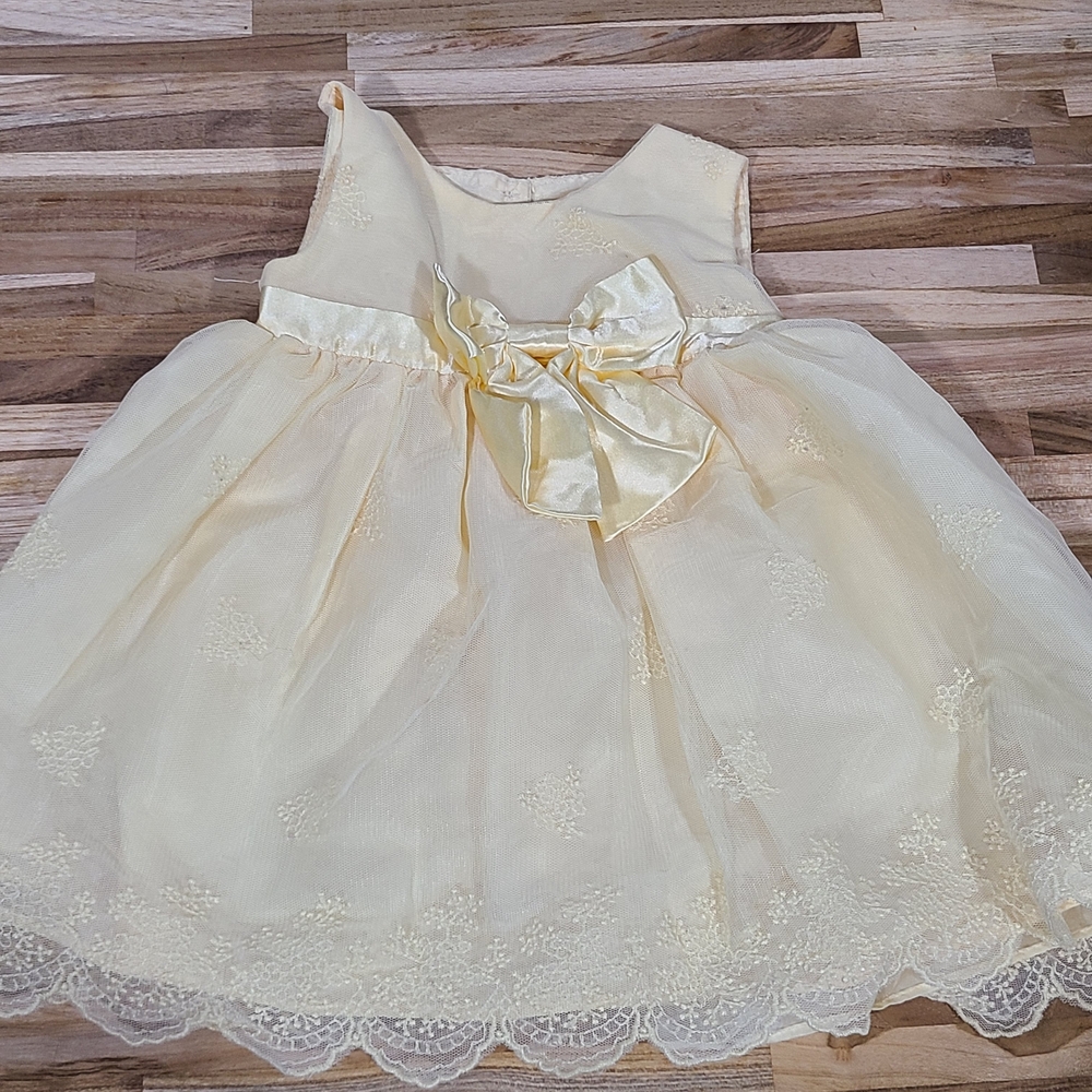 Skatie Cream Kids Dress with Satin Bow